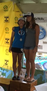 Sarah Callaham (right) won both the 4 mile SUP Race and Bic One Design North American Championship.  Weber (left) finished 2nd in the 4 mile SUP race.