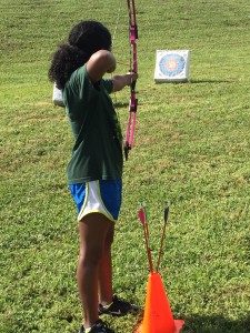 Byer in Round 3 at 15 meters.  She regains her focus to pull off the record with the last 5 arrows.